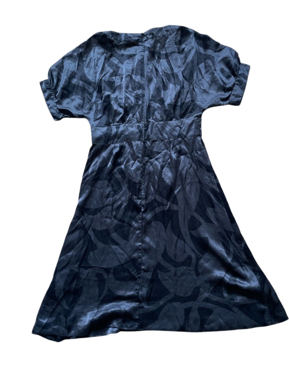 Silk Black Midi Women's Black V Neck Dress Sz 8 Dark Feminine Goth Stevie Nicks